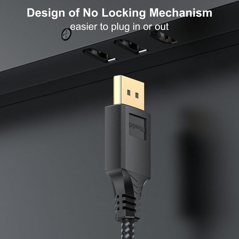 DteeDck DisplayPort Cable 1.4 20FT, DP Display Port Cord (8K@60Hz, 4K@144Hz, 2K@240Hz, 32.4Gbps) Braided Male to Male Compatible for Computer Monitor PC Gaming Laptop TV - Image 5
